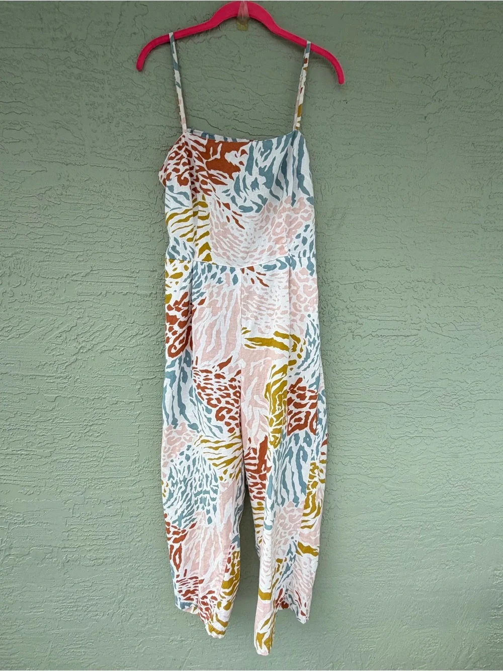 ASOS Multicolor Printed Jumpsuit in Pastel Pink, Teal & Mustard
